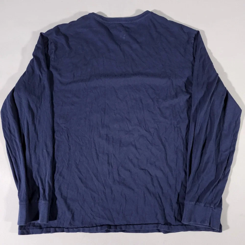 Polo Ralph Lauren T-Shirt Mens XL Navy Blue Crest Graphic Long Sleeve Slim Fit